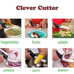 2-in-1 Steel Smart Clever Cutter Kitchen Knife & Food Chopper with Built-in Mini Chopping Board