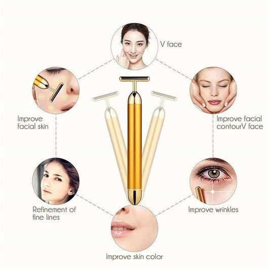 Gold Color Plated Energy Beauty Bar Electric Facial Massage Roller – Luxury Skincare at Your Fingertips
