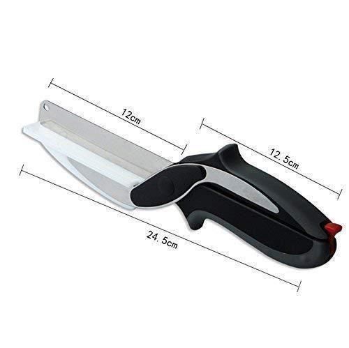 2-in-1 Steel Smart Clever Cutter Kitchen Knife & Food Chopper with Built-in Mini Chopping Board
