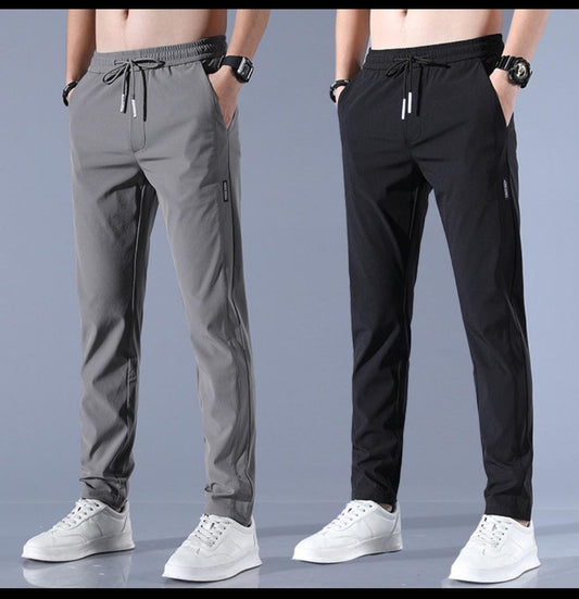 NS Lycra Track Pants for Men – Grey & Black (Size S)