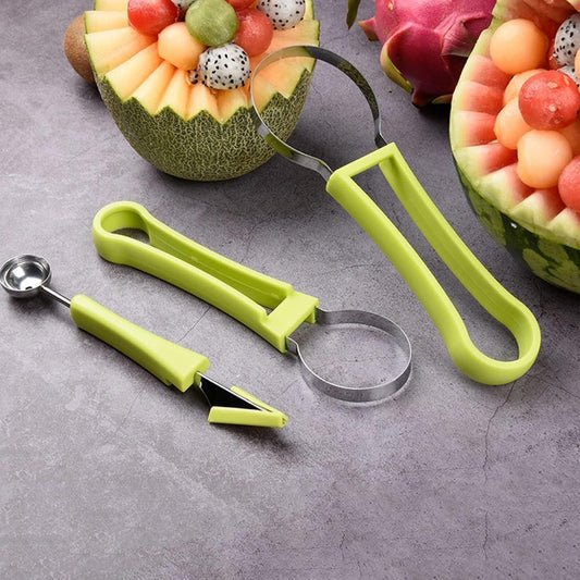 Stainless Steel Professional 4 in 1 Watermelon Cutter (Multicolor, Pack