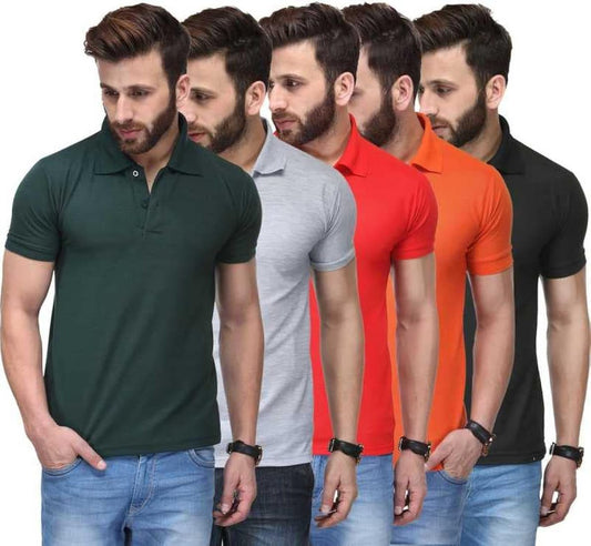 Pack of 5 Polo T-Shirts for Men – Stylish, Comfortable, and Value-Packed  (Vason)