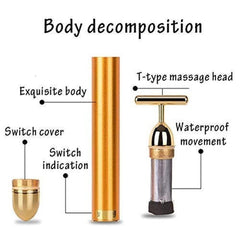 Gold Color Plated Energy Beauty Bar Electric Facial Massage Roller – Luxury Skincare at Your Fingertips