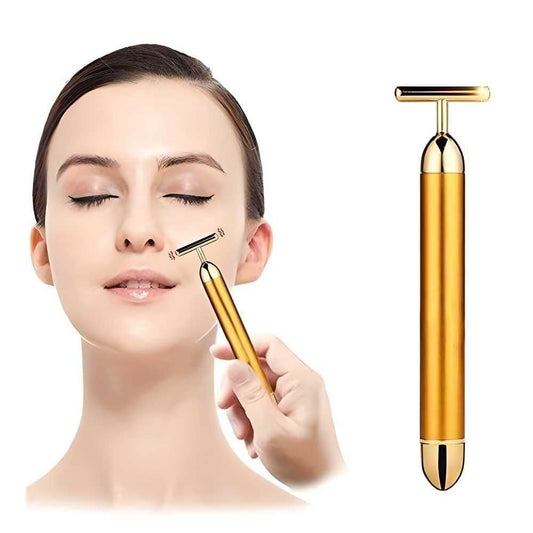 Gold Color Plated Energy Beauty Bar Electric Facial Massage Roller – Luxury Skincare at Your Fingertips