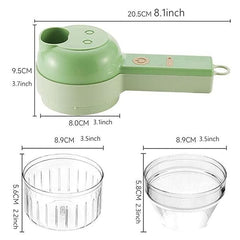 4 in 1 Portable Electric Vegetable Cutter Set – Slice, Shred, Clean & Whisk with Ease