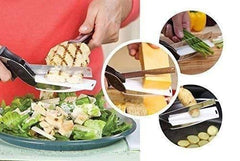 2-in-1 Steel Smart Clever Cutter Kitchen Knife & Food Chopper with Built-in Mini Chopping Board
