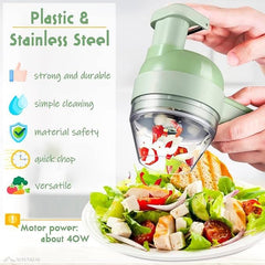 4 in 1 Portable Electric Vegetable Cutter Set – Slice, Shred, Clean & Whisk with Ease