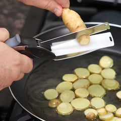 2-in-1 Steel Smart Clever Cutter Kitchen Knife & Food Chopper with Built-in Mini Chopping Board