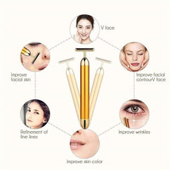 Gold Color Plated Energy Beauty Bar Electric Facial Massage Roller – Luxury Skincare at Your Fingertips