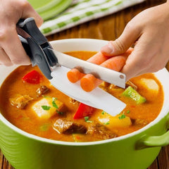 2-in-1 Steel Smart Clever Cutter Kitchen Knife & Food Chopper with Built-in Mini Chopping Board