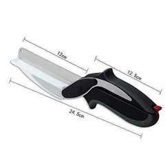 2-in-1 Steel Smart Clever Cutter Kitchen Knife & Food Chopper with Built-in Mini Chopping Board