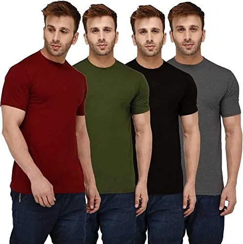 Pack of 4 Round Neck T-Shirts for Men – Premium Comfort, Daily Style